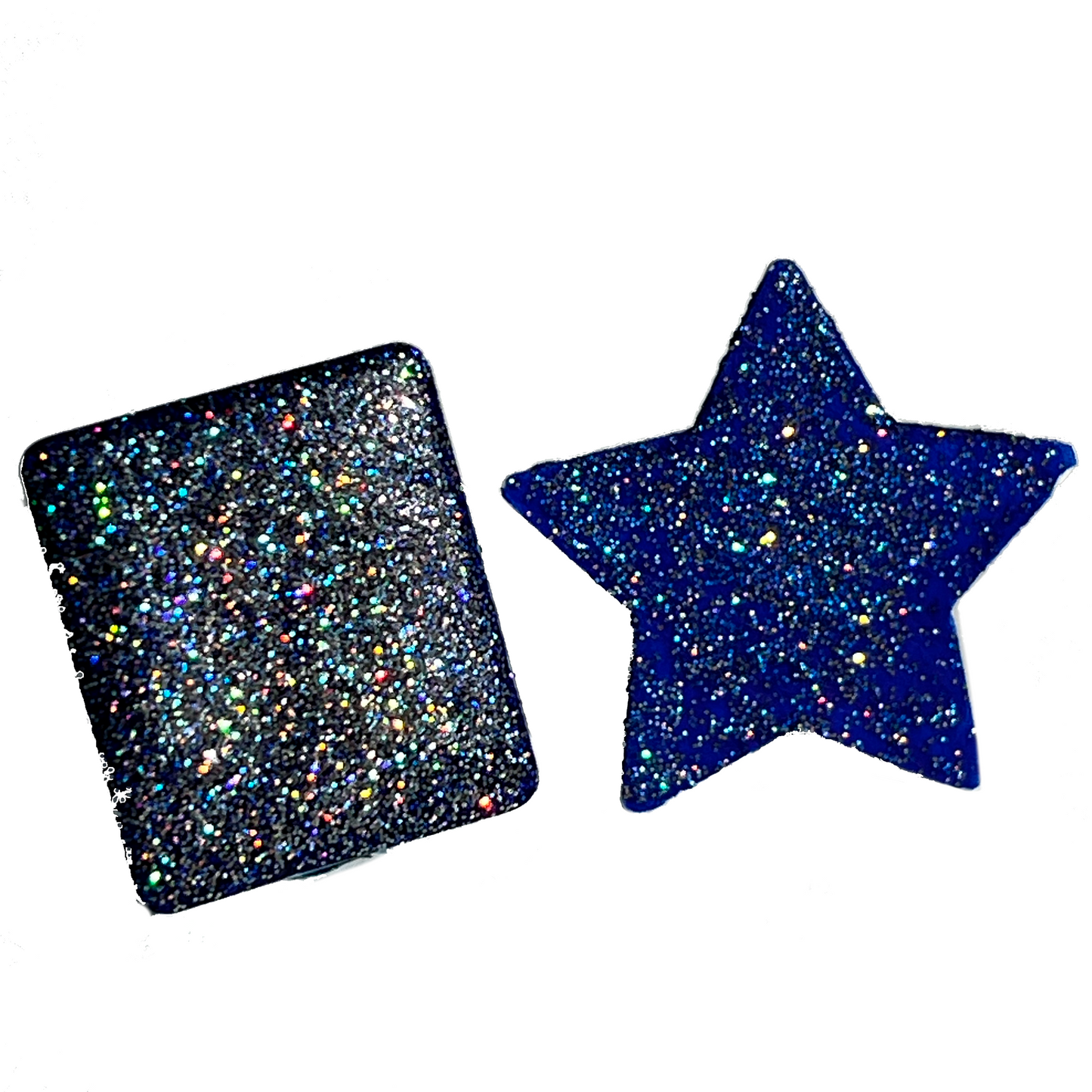 Pastilla de Acuarela Artesanal Azul con Glitter Holografico
