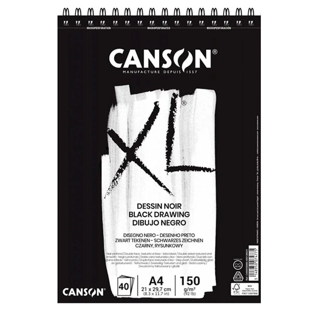 Croquera Dibujo Canson XL Negra 150gr Tamaño A4
