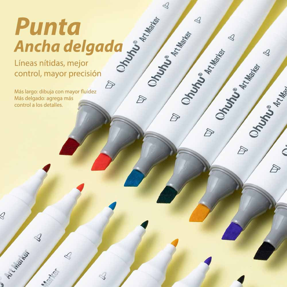 Ohuhu 24 Marcadores Colores de Alcohol + 1 Blender