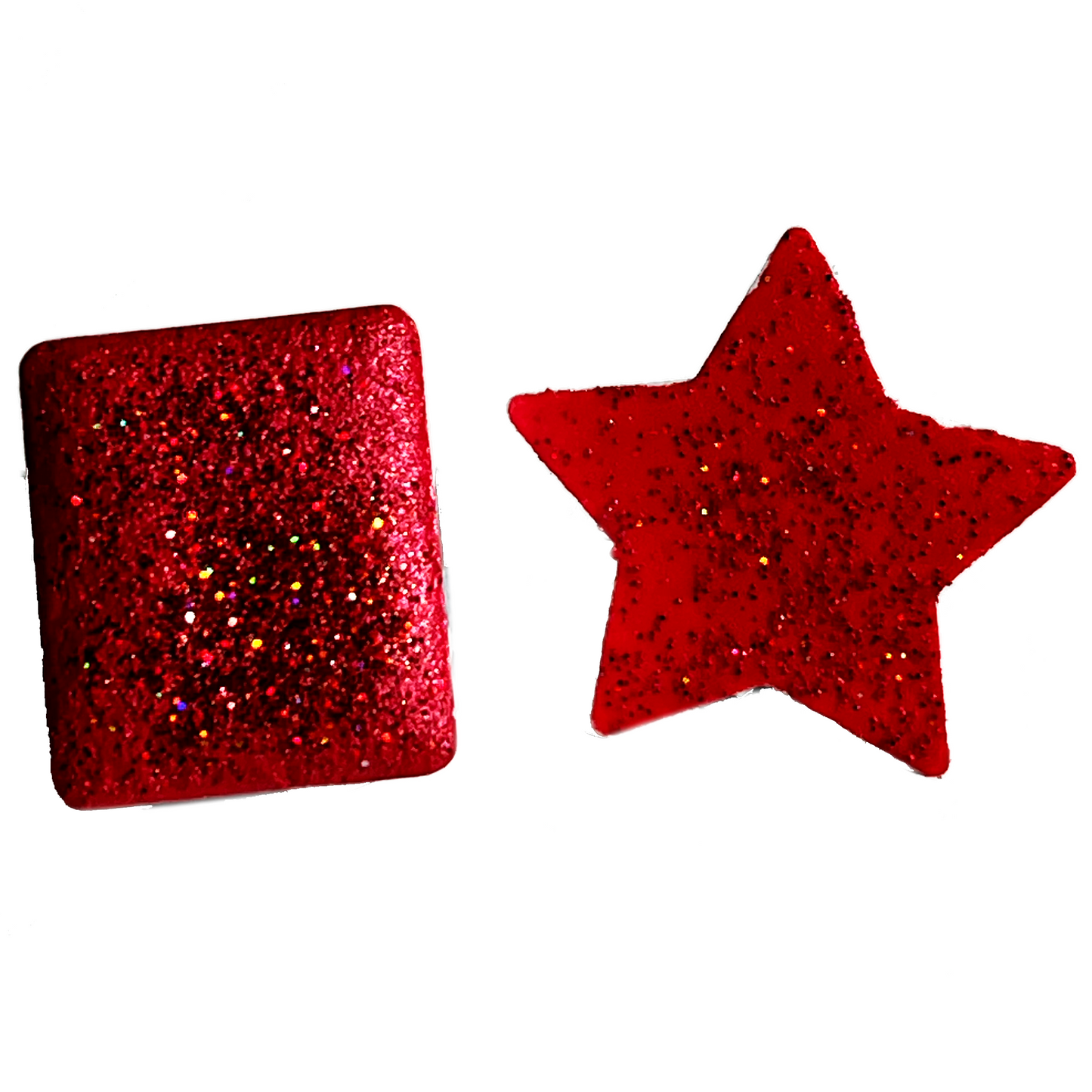 Pastilla de Acuarela Artesanal Roja con Glitter Holografico