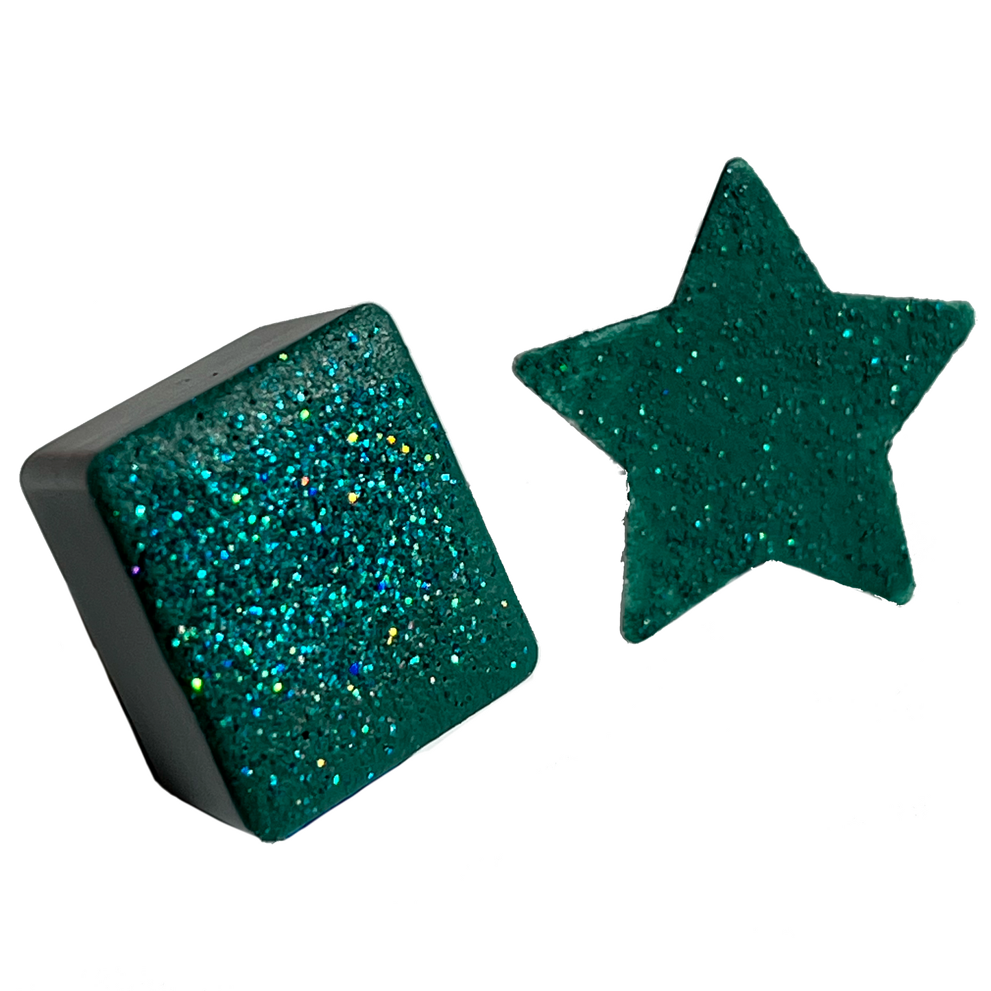 Pastilla de Acuarela Artesanal Verde con Glitter Holografico