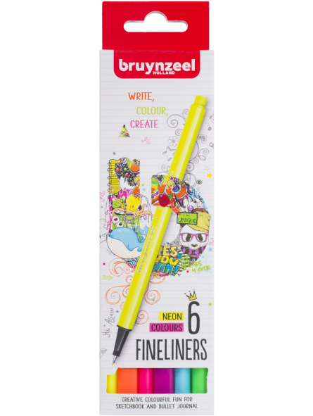 Marcadores Punta Fina Bruynzeel Set 6 Colores Neon