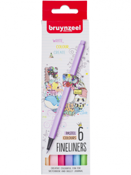 Marcadores Punta Fina Bruynzeel Set 6 Colores Pastel