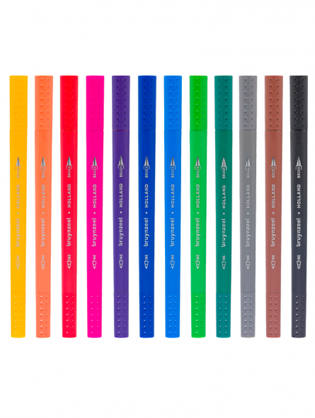 Marcadores Punta Fina/Pincel Bruynzeel 12 Colores